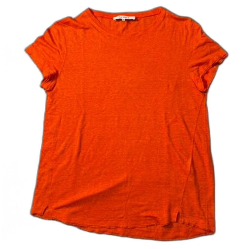 FRAME Organic Linen Tee XS Orange Short Sleeve Crewneck Lightweight T-Shirt